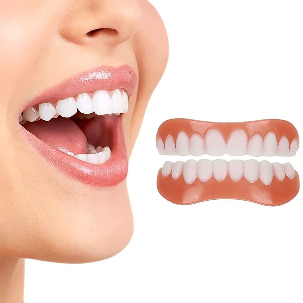 1 pair of dentures, cosmetic teeth, comfortable upper and lower dentures, tooth protection, regain a confident smile, veneer dentures for men and wom