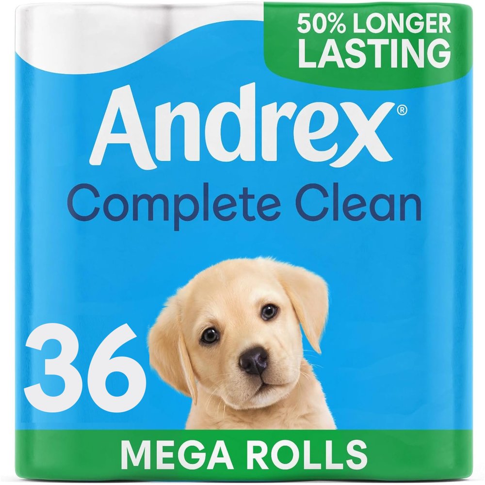 Andrex Complete Classic Clean Mega Toilet Roll - 36 Mega XL Rolls, Packaging May Vary
