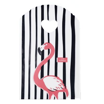 100 Count 5" x 8" Small Plastic Merchandise Bags, Shopping Bags, Retail Bags, Gift Bags with Die Cut Handles - Flamingo 2 (More Patterns Available)