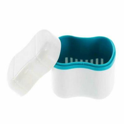 HoitoDeals Blue & white False Teeth Container Denture Storage Box For Dental Cleaning Holder Carry Case (1Pcs)