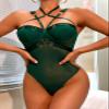 Sexy Lingerie Outfits Three Point Lace Black Sexy One Piece Lingerie Green M view 2