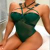 Sexy Lingerie Outfits Three Point Lace Black Sexy One Piece Lingerie Green M view 4