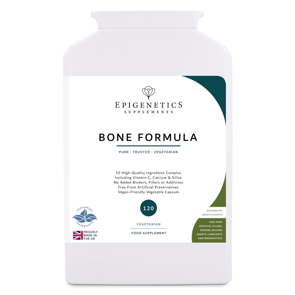Bone Formula | Complete Bone Complex: Calcium + Minerals + Vitamin C, B6, B12, D3 & K2 | 120 Vegetarian Capsules UK Made | Long 4 Month Supply by Epigenetics Supplements