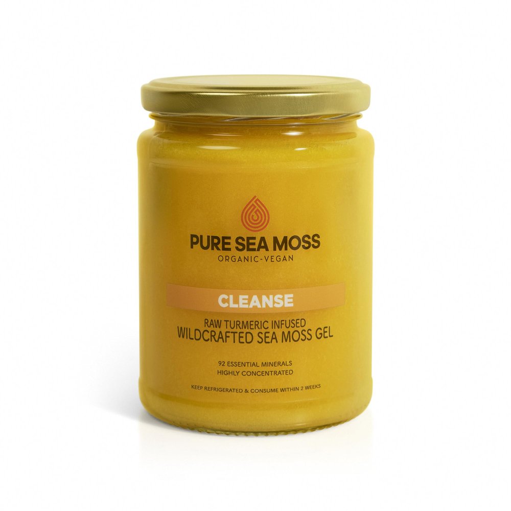 Sea Moss Gel by Pure Sea Moss UK - Cleanse - Raw Turmeric Infused, Made with Wildcrafted Organic Sea Moss - Vegan Irish Seamoss Gel (500ml)