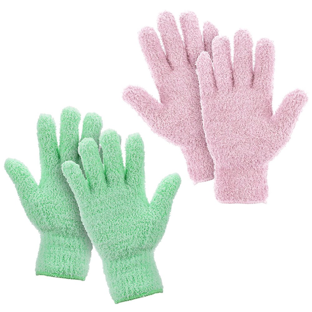 2 Pairs Microfiber Dusting Gloves Flexible and Convenient No Shedding Dust Cleaning Glove, Wipes for Blinds, Lamps, Car, Furniture, and Hard-to-Reach Corner Gaps