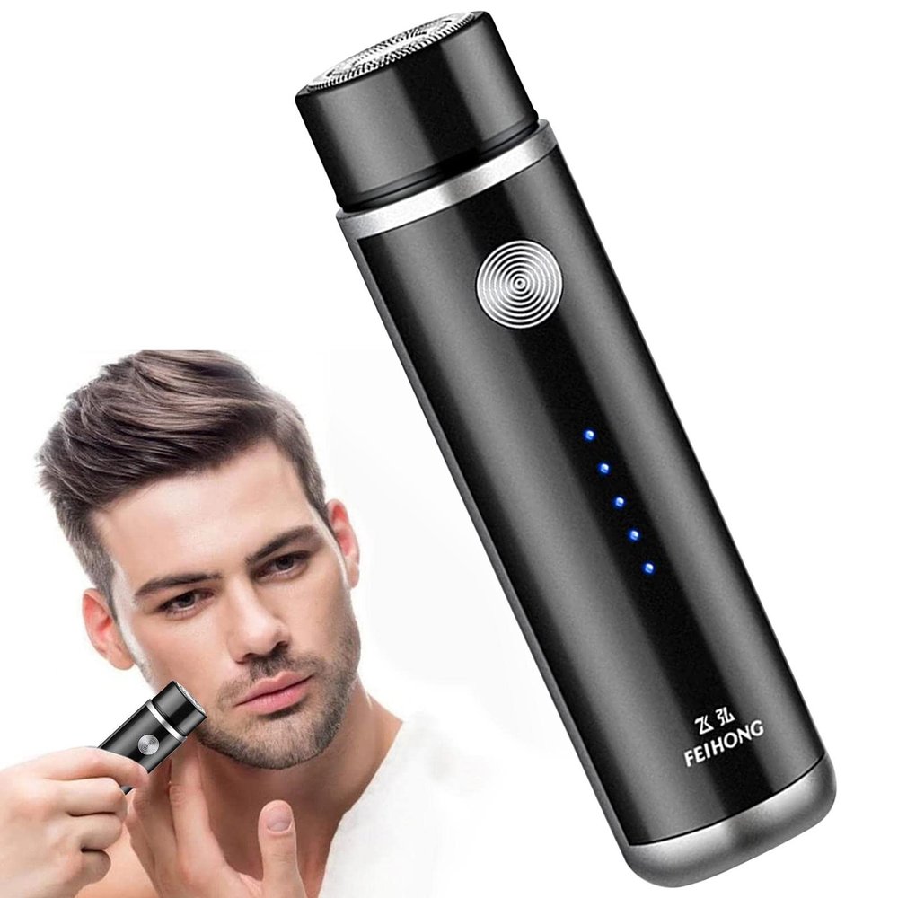 Mini Electric Razor, Portable Electric Shaver, Pocket Razor for Men, Waterproof USB Rechargeable Shavers, Wet and Dry Rotary Shaver for Traveler A/a