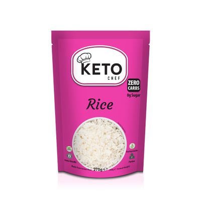 Keto Chef Paleo Friendly Slim Rice - Konjac Flour Vegan Instant Rice, Shirataki, Free-From, Contains Zero Carb & Sugar, Low Calorie Healthy Diet Food | Ready to Eat (270g)