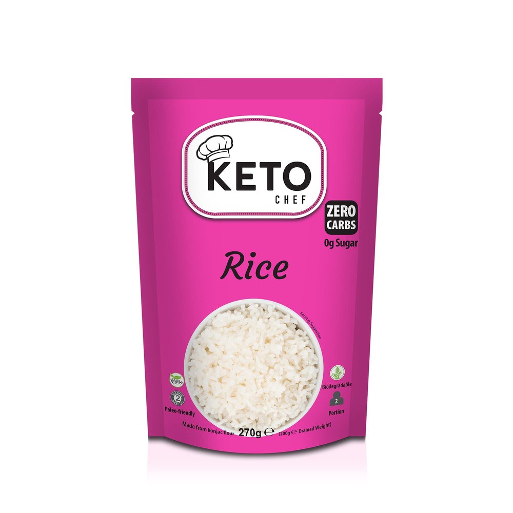 Keto Chef Paleo Friendly Slim Rice - Konjac Flour Vegan Instant Rice, Shirataki, Free-From, Contains Zero Carb & Sugar, Low Calorie Healthy Diet Food | Ready to Eat (270g)