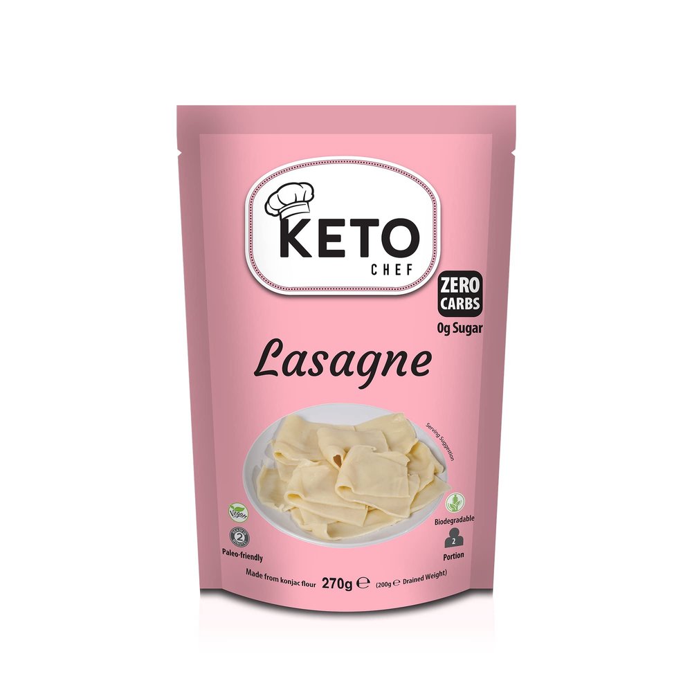 Keto Chef Vegan Lasagne Pasta Sheets - Instant Konjac Slim Pasta Sheet, Contains Zero Carbohydrates, Shirataki, Fat & Sugar, Made from Free-From Flour, Paleo Friendly | Low Calorie Ready to Eat (270g)