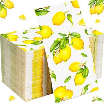 150 Pcs Disposable Guest Napkins 3 Ply Lemon Paper Napkins Summer Hand Towels for Bathroom Paper Towels Decorative Napkins for Summer Tea Party Baby Shower