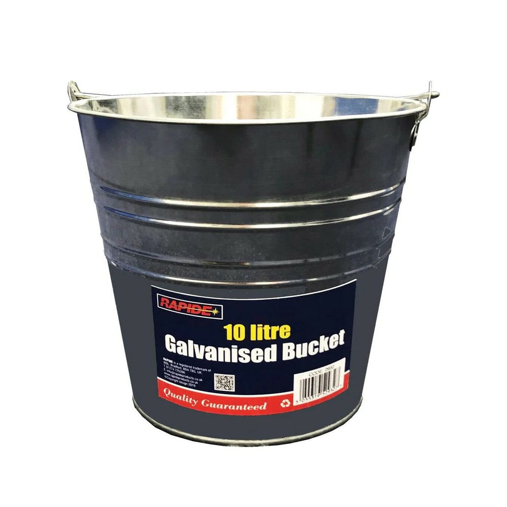 10 Litre Galvanised Builders Bucket Home Garden Heavy Duty Bucket