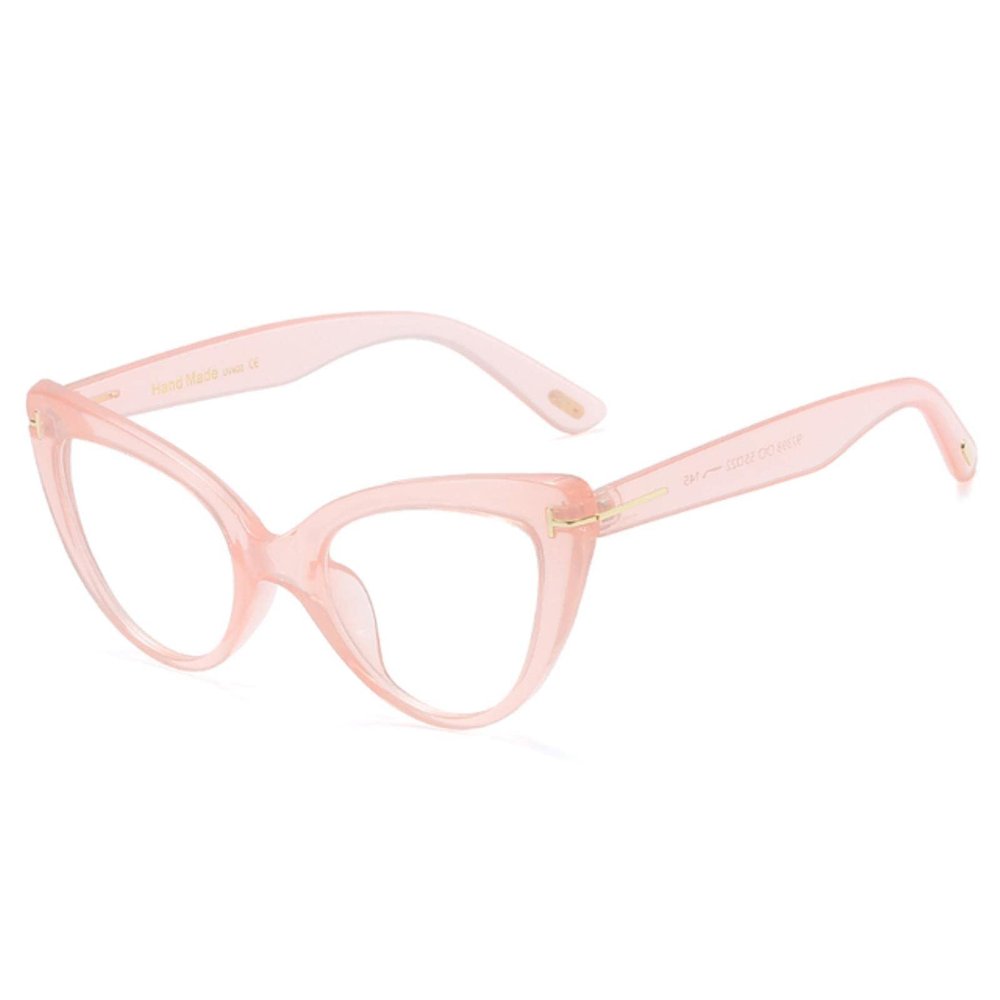 WALLBIG Fashion and Personality Anti-Blue-Ray Reading Glasses for Women with Sexy Cat Shape Frame Blue Bloking with T Letter Decorate
