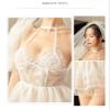 Women One Piece Lingerie Sexy Lingerie with Veil Hollow Sexy Pajamas Temptation Mesh Suspenders Role Playing Bridal Suit White One Size view 2