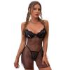 Women One Piece Lingerie Lace Sexy Fun Nightdress with Thong Black S view 1