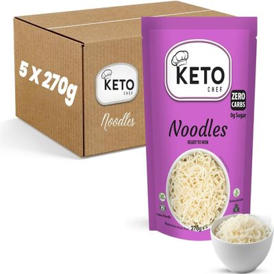 Keto Chef Vegan Slim Noodles (Pack of 5, 270g) - Microwaveable, Free-from Konjac Instant Noodle, Zero Carbohydrates & Sugar, Shirataki, Paleo Friendly Healthy Low Calorie Diet, Ready to Eat