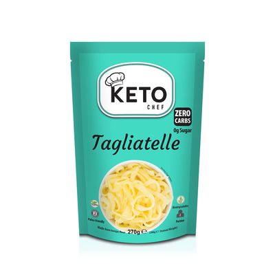 Keto Chef Free-From Konjac Tagliatelle - Vegan & Sugar Free, Shirataki, Made of Konjac Flour Having Zero Carbohydrate & Oat Fiber, Low Carb Instant Tagliatelle Pasta, Ready to Eat | Pack of 12(270g)