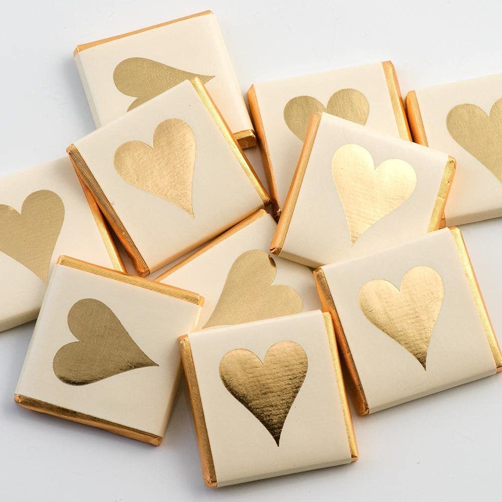 Italian Options Gold Heart Wedding Chocolate Neapolitans (75 Chocolates)