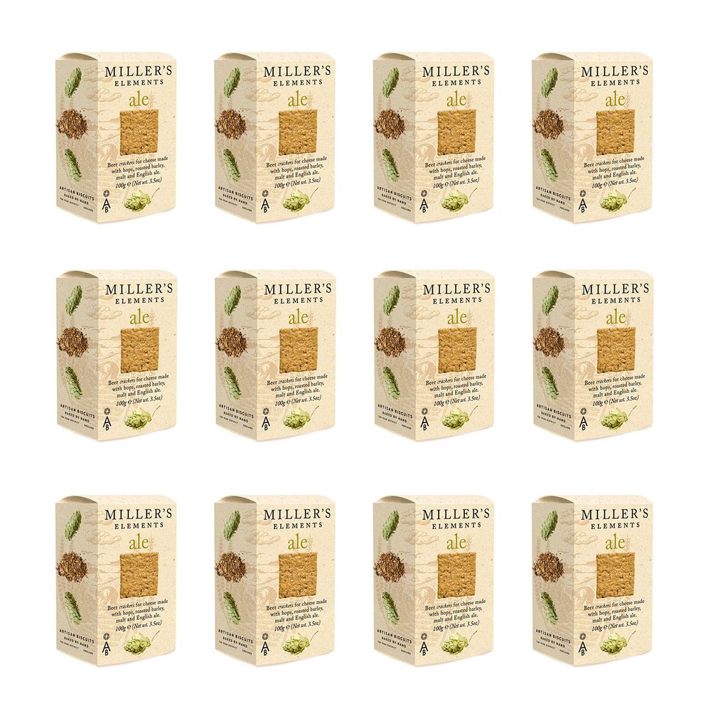 Artisan Biscuits - Miller's Elements, Ale Crackers 100g (Pack of 12)