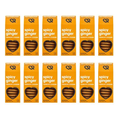 Kent & Fraser Gluten Free Spicy Ginger Crunchy Cookies | Wheat Free Artisan Biscuits | Natural Ingredients | 125g (Pack of 12)