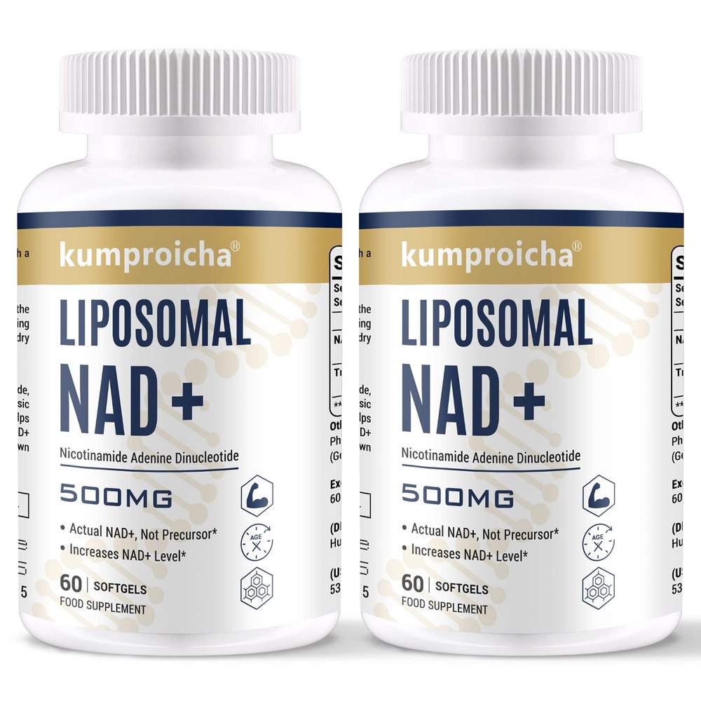 Liposomal NAD+ 500mg with TMG 250mg Softgels, Actual NAD+ Supplement for Cellular Repair & Energy Metabolism (60 Count (Pack of 2))