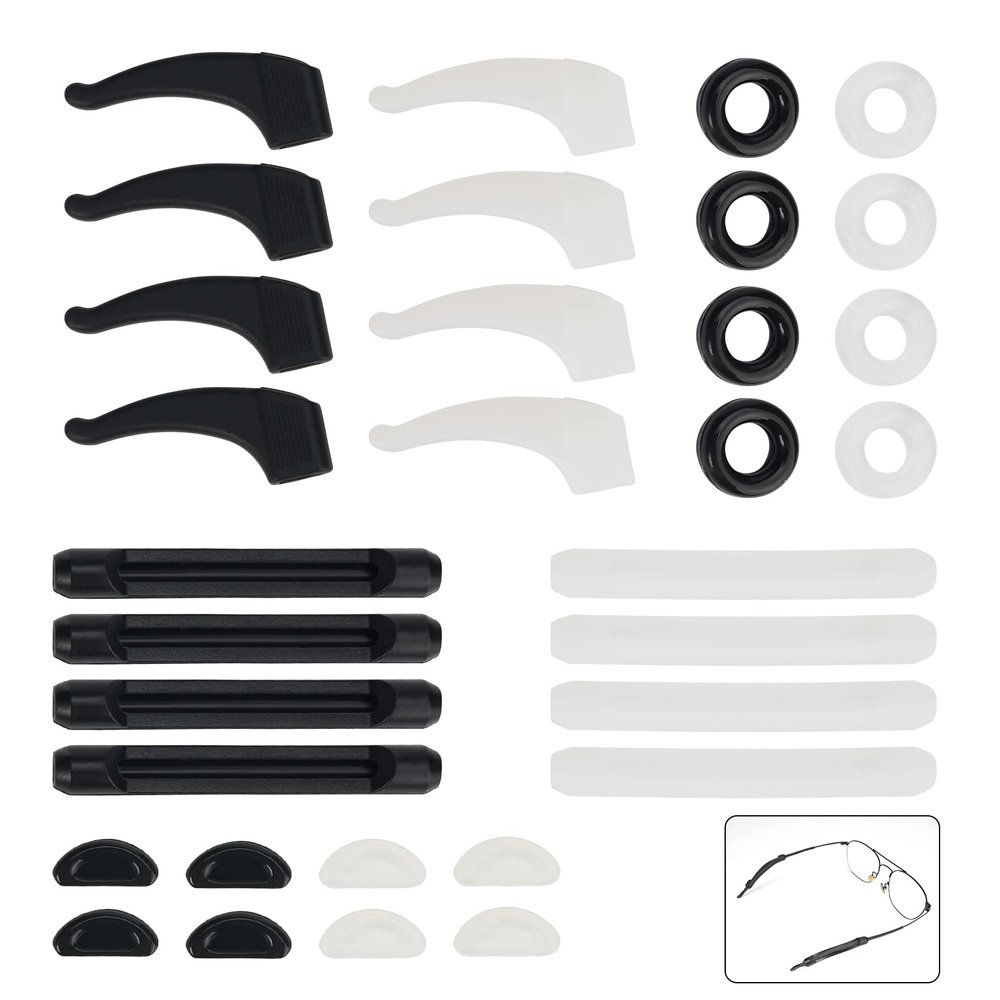 16 pairs of glasses, non-slip, non-slip glasses holder and glasses nose pads, silicone, non-slip ring, non-slip glasses accessories, for sunglasses, sports glasses, reading glasses