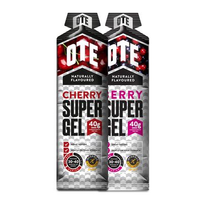 OTE Super Gel - Energy Gels for Running & Cycling - Superior Dual Source Running Gel with 40g of Carbohydrates - Glucose Gels for Swimming & Endurance Sports - Box of 12 (Berry & Cherry)