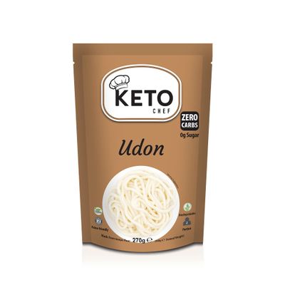 Keto Chef Thick Instant Udon Noodles (Pack of 5, 270g)- Konjac Vegan Noodle, Zero Fat, Sugar & Carb, Shirataki, Made from Free-from Flour, Healthy Low Calorie Food, Ready to Eat