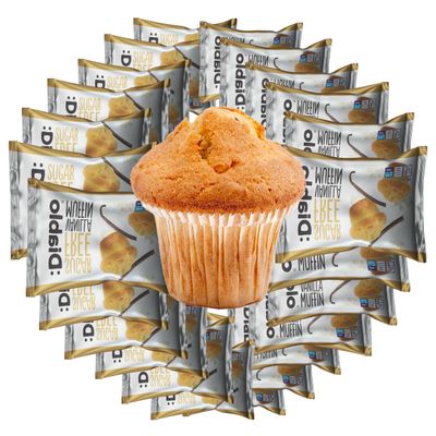 Diablo Sugar Free Vanilla Muffin Cupcake - Sweetened with Maltitol, Halal & Kosher Approved, Sugar Free Snacks - Perfect for Gifting, Birthdays, Special Occasions - 45g Each, Pack of 24