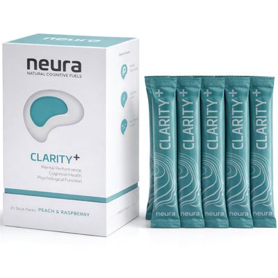 Clarity+ Focus & Mental Clarity Drink  Daily Cognitive Support with Natural Ingredients, Smooth White Peach & Raspberry Flavour