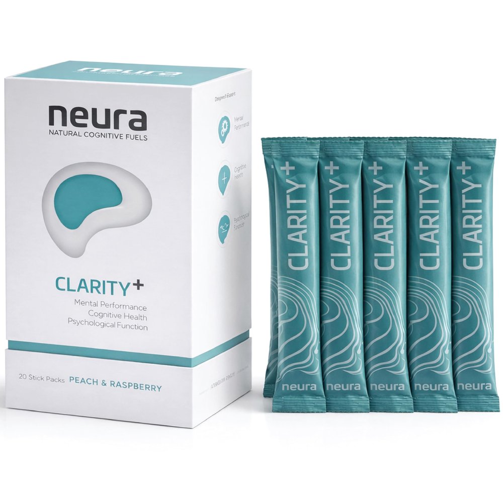 Clarity+ Focus & Mental Clarity Drink  Daily Cognitive Support with Natural Ingredients, Smooth White Peach & Raspberry Flavour