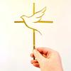 10pcs of Acrylic Religious Cake Topper - Dove and Cross,Holy Spirit Topper, Confirmation Topper (Rose Gold Mirror) view 4