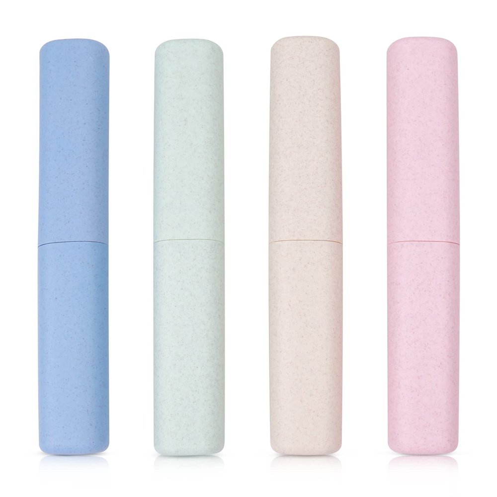 4 Pack Travel Toothbrush Case Portable Toothbrush Carrier Case Plastic Toothbrush Storage Case Cover Toothbrush Cup Container for Travelling, Camping, Bathroom, Home, School