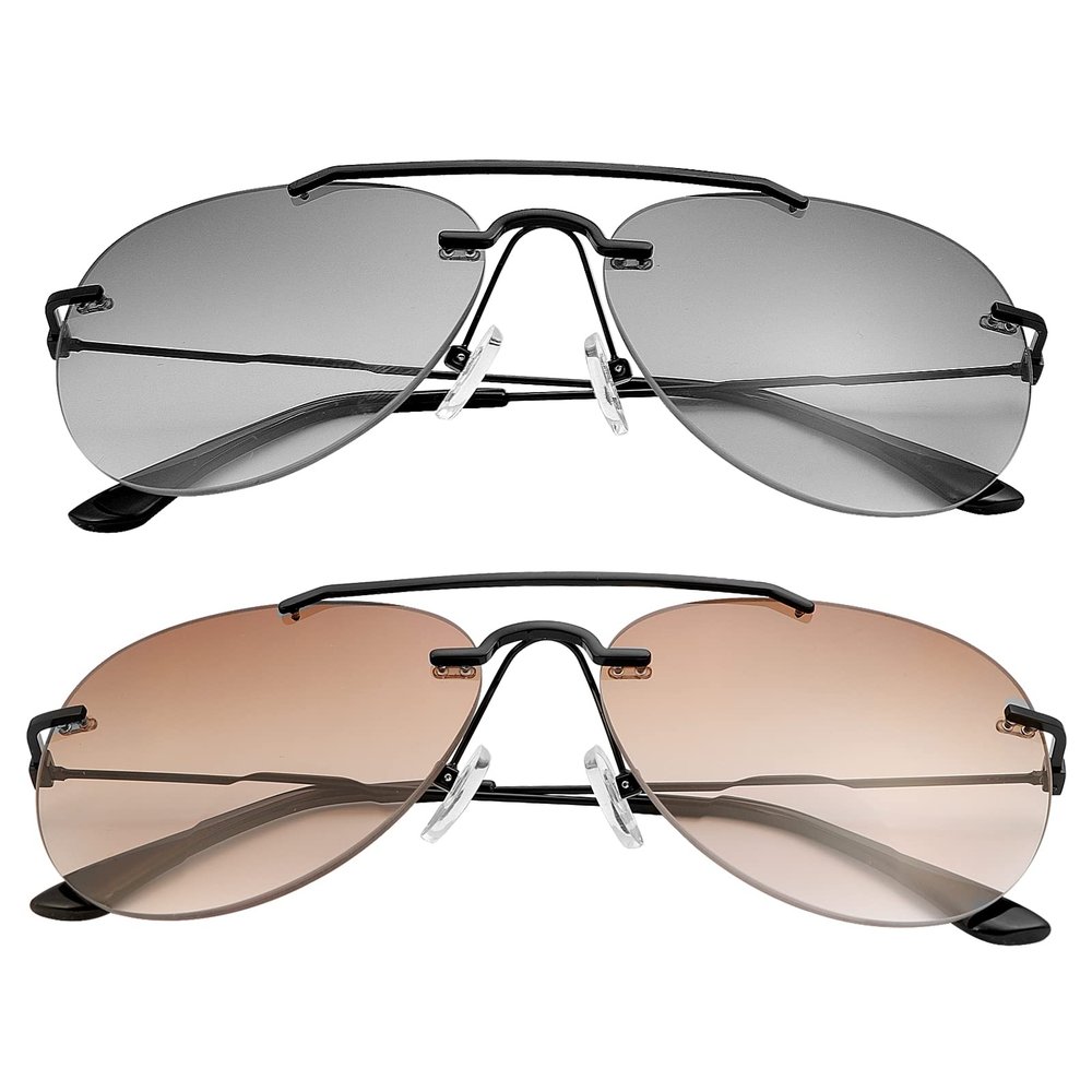 2 Pairs Bifocal Reading Glasses UV400 Protection Sunglasses Outdoor Sun Readers Blue Light Blocking Eyeglasses Classic Tinted Shades for Men and Women Classic Eyewear Retro Stylish Driving Safety 1.50