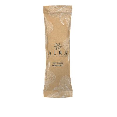 Aura Luxury Collection  Oral Hygiene Set in Flowpack Case with Toothbrush and 1 Tube of Mint Toothpaste 5ml (500)