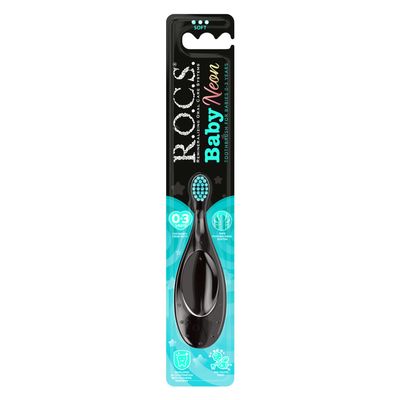 R.O.C.S. - Baby Toothbrush - Neon - 0-3 Years - Bright Design - Safe Toothbrush System - Colourful Baby Toothbrush (Colour Cannot be Selected)