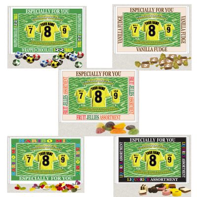 Norwich Football Shirt Personalised Gift Boxed Sweets Choice of Sweets