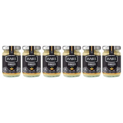 BART Paste Ginger Paste Jar - Pack of 6 x 95g - Instant Intense Ginger Flavour for Food - Vegan & Gluten Free