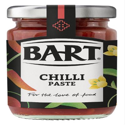 BART Red Chilli Paste Jar - Pack of 6 x 95g - Hot Chilli Paste Ideal for Indian Curries & Mexican Stews - Spicy Hot Heat - Vegan & Gluten Free