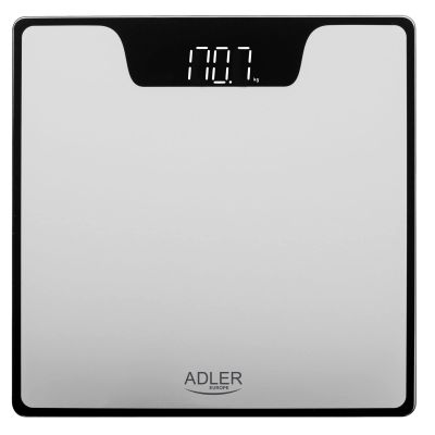 Adler AD8174s Digital Bathroom Scales - Electronic Body Scales with High Precision Sensors and Tempered Glass - Contrast LED Display - Batteries Included - Silver