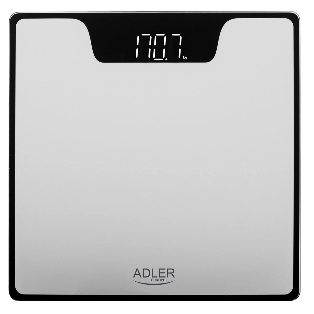 Adler AD8174s Digital Bathroom Scales - Electronic Body Scales with High Precision Sensors and Tempered Glass - Contrast LED Display - Batteries Included - Silver