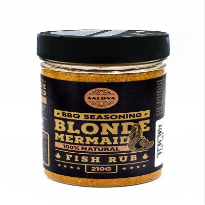 Blonde Mermaid BBQ Fish Rub - 100% Natural BBQ Seasoning - Flavourful And Balanced Blend Of Spices For Amazing Fish BBQ, Smoke Dishes - Large Jar (210g)