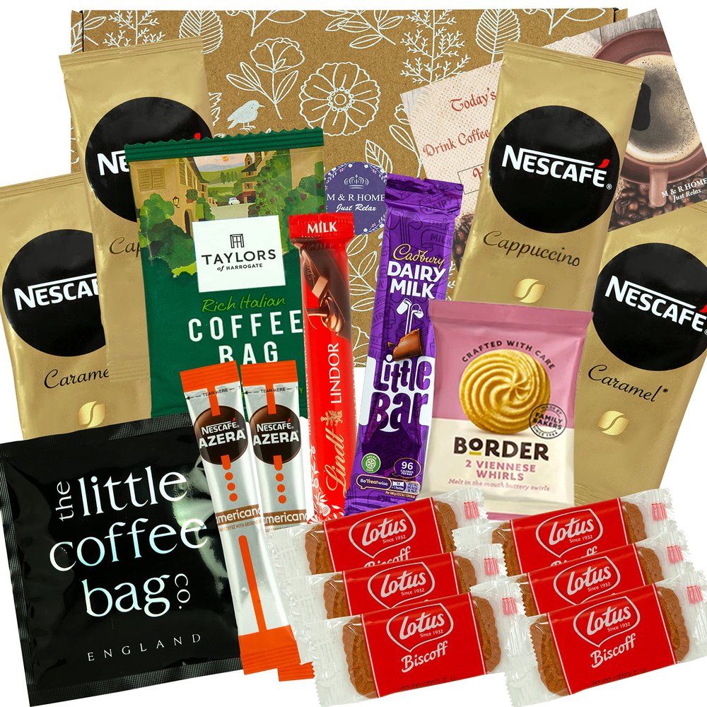 Coffee Lovers Hamper Gift for Men with Coffee, Luxury Biscuits & Chocolate  Mothers Day Gift  Food Hampers For Couples, Get Well Soon, Thank You Teacher Gift, Birthday present Women, Christmas
