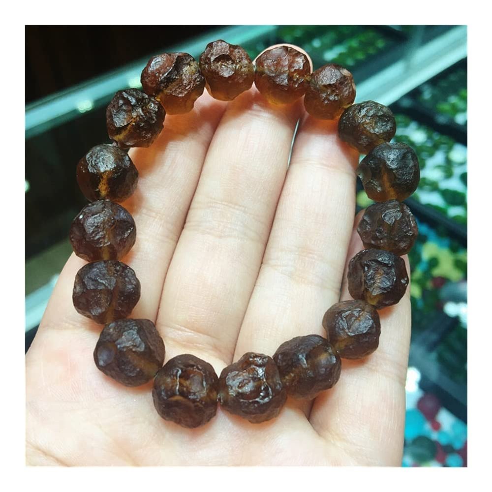 1pcs Moldavite Czech Meteorite Bracelet Impact Glass Rough Stone Hand catenary Crystal Energy Stone, SBOTTON-8571 (Size : 12mm)