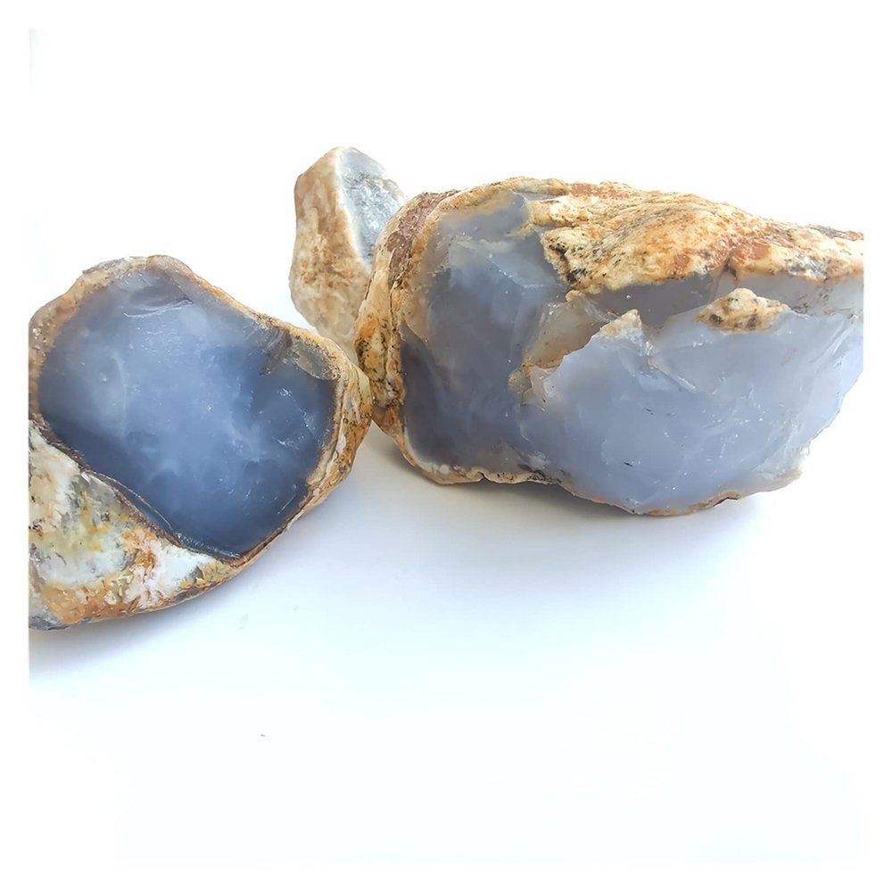 Kigauru Natural crystal rough Natural Blue Agate Stone Turkey Blue Chalcedony Rough Stone Blue Mineral Stone Jewelry Processing Raw Materials (Color : Army Green, Size : Random)