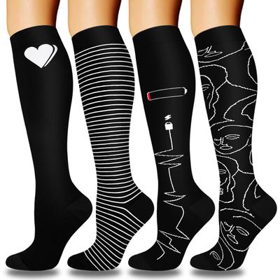 4 Pairs Compression Socks - Compression Socks for Women & Men Circulation - Best Support for Nurses, Running, Athletic