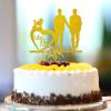 Mr And Mr Wedding Cake Topper With Dog Cat Silhouette Beach Custom Name Date Two Grooms Cake Topper Two Husbands Wedding Anniversary Party Decorations Love Gay Men Marriage Gifts Glitter Gold view 3