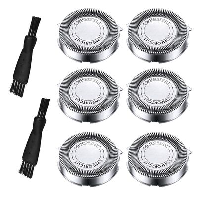6Pcs Shaver Replacement Heads,Shaver Head Replacement Blades with Pointed Blade, with 2Pcs Cleaning Brushes and Storage Box