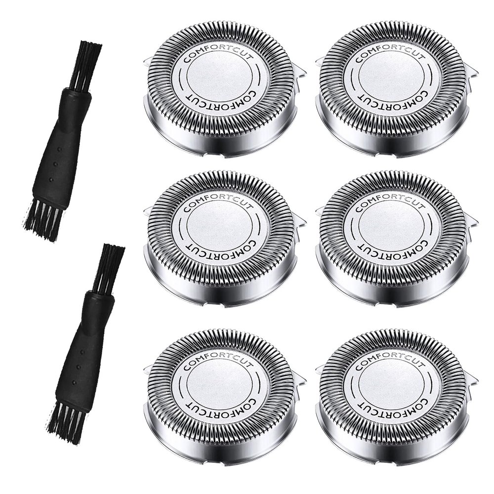 6Pcs Shaver Replacement Heads,Shaver Head Replacement Blades with Pointed Blade, with 2Pcs Cleaning Brushes and Storage Box