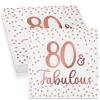 Tenare 40 Pcs Glitter Napkins Happy 80th Birthday Fabulous Cocktail Disposable Napkin for Birthday Party Anniversary Decoration, 3 Ply White and Rose Gold(80th Fabulous,White and Rose Gold) view 1