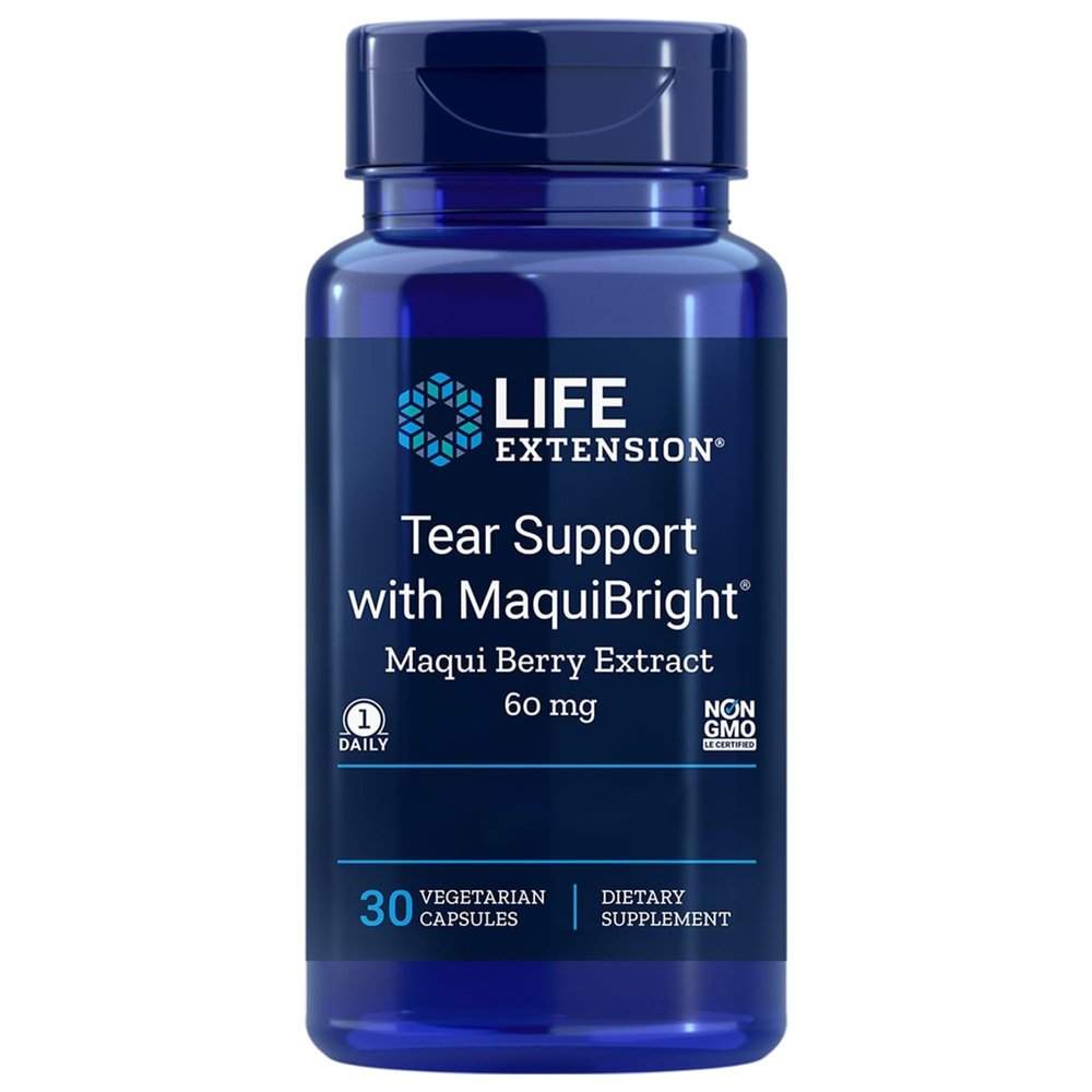 Life Extension, Tear Support, with Maqui Berry Extract, 30 Vegan Capsules, Gluten-Free, Vegetarian, SOYA-Free, Non-GMO